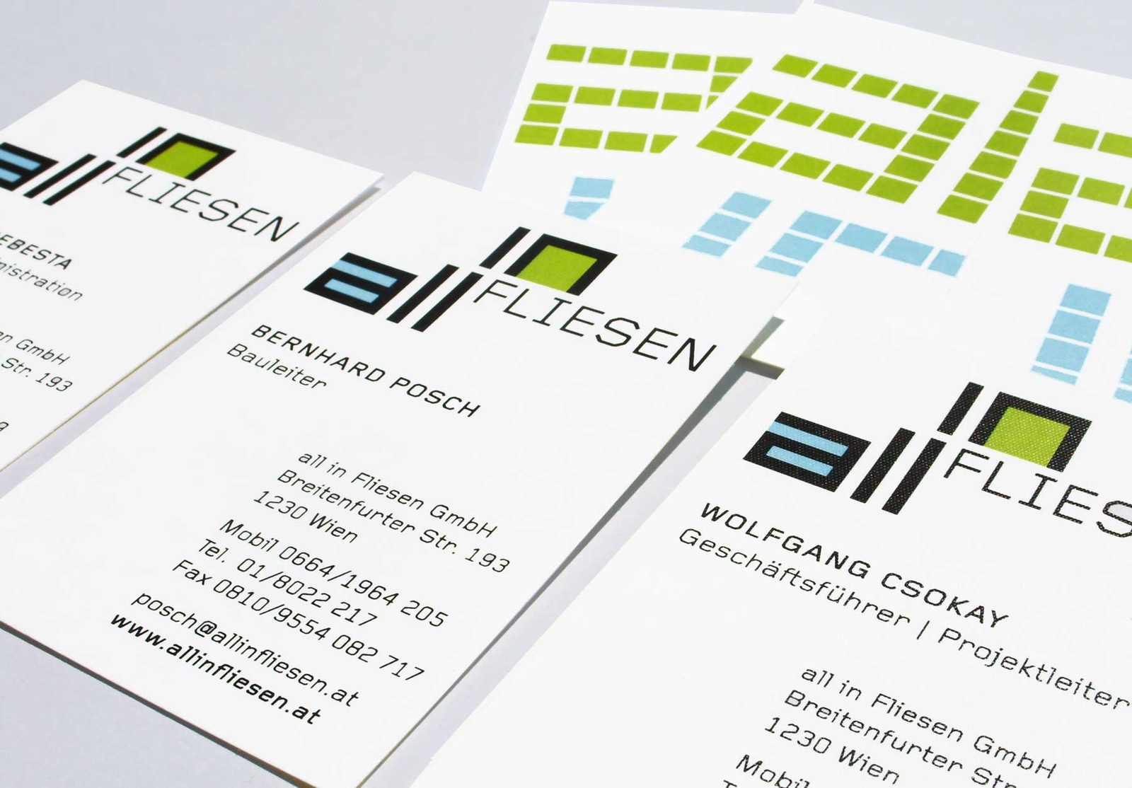 All in Fliesen – Visitenkarten aller Mitarbeiter