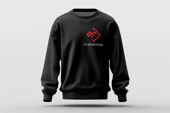 Schwarzer Arbeitspullover mit dem Logo BM Fliesenteam