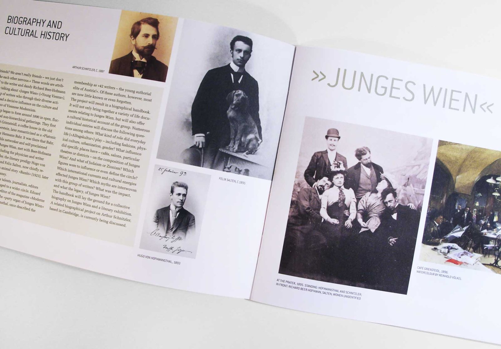 Innenseite Junges Wien für die Broschüre des Ludwig Boltzmann Instituts History and Theory of Biography