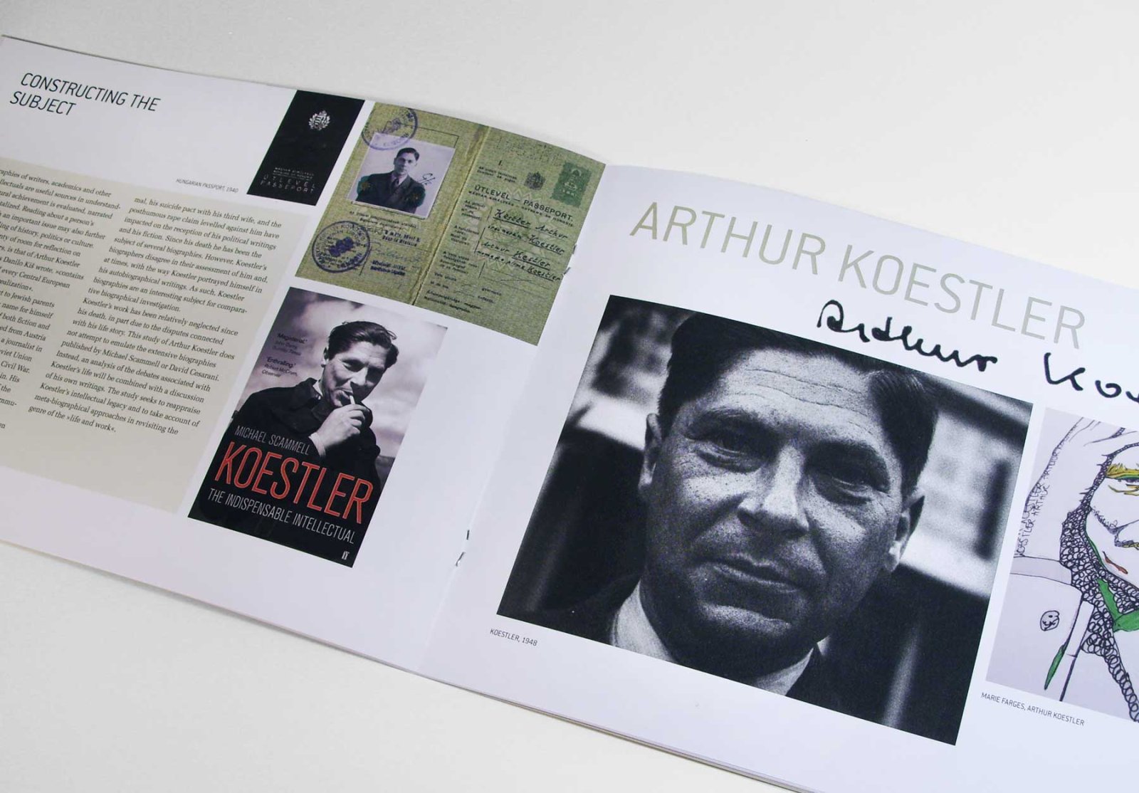Innenseite Arthur Koestler für die Broschüre des Ludwig Boltzmann Instituts History and Theory of Biography