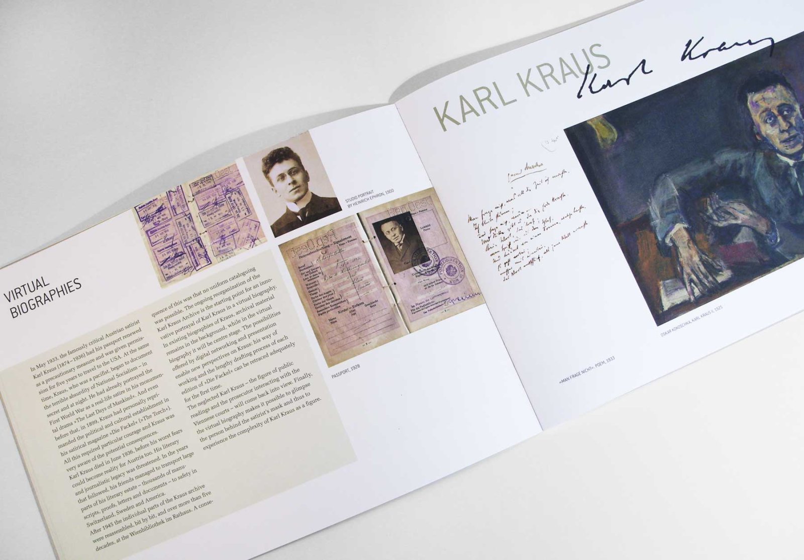 Innenseite Karl Kraus für die Broschüre des Ludwig Boltzmann Instituts History and Theory of Biography