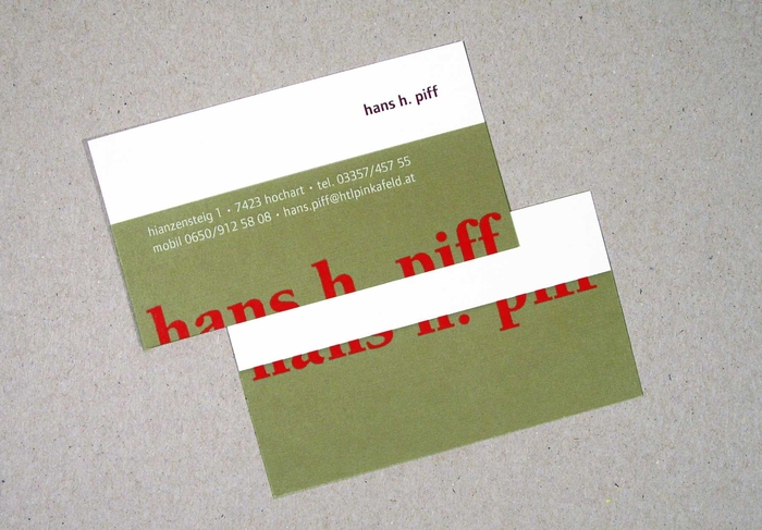 Visitenkarte für den Mundartdichter Hans H. Piff