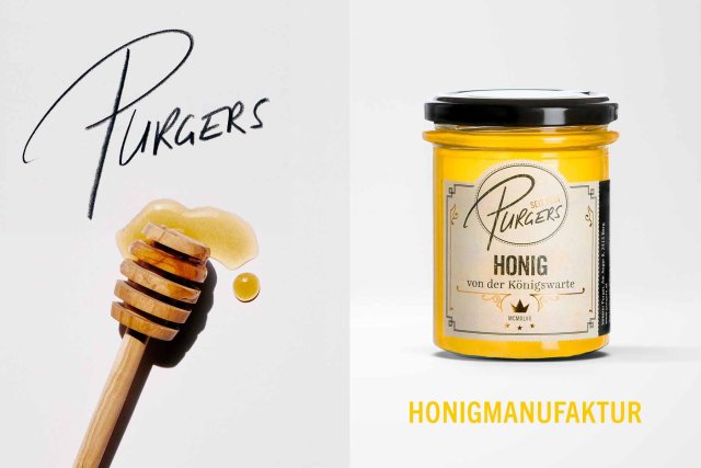 Projekt: Purgers Honigmanufaktur – Verpackungsdesign (Packaging Design, Etikettengestaltung)