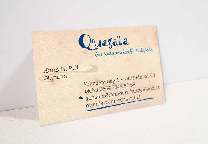 Vorderansicht für die Visitenkarte Quagala – Geschichtswerkstatt Pinkafeld