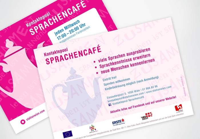 Station Wien – Flyer-Rückseite für das Sprachencafe