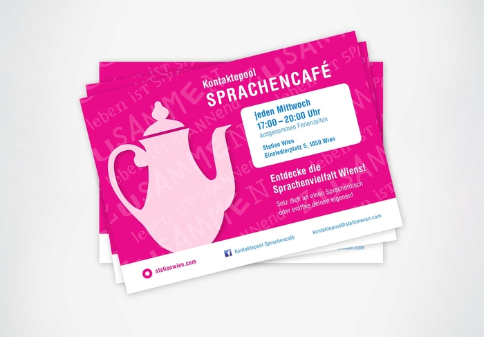 Station Wien – Flyer für das Sprachencafe