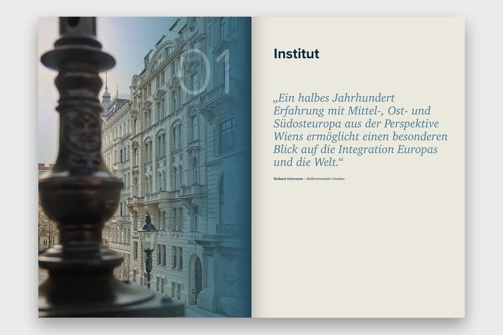 Aufgeschlagene Kapitelseite ‚Institut‘ des wiiw-Jahresberichts 2025.