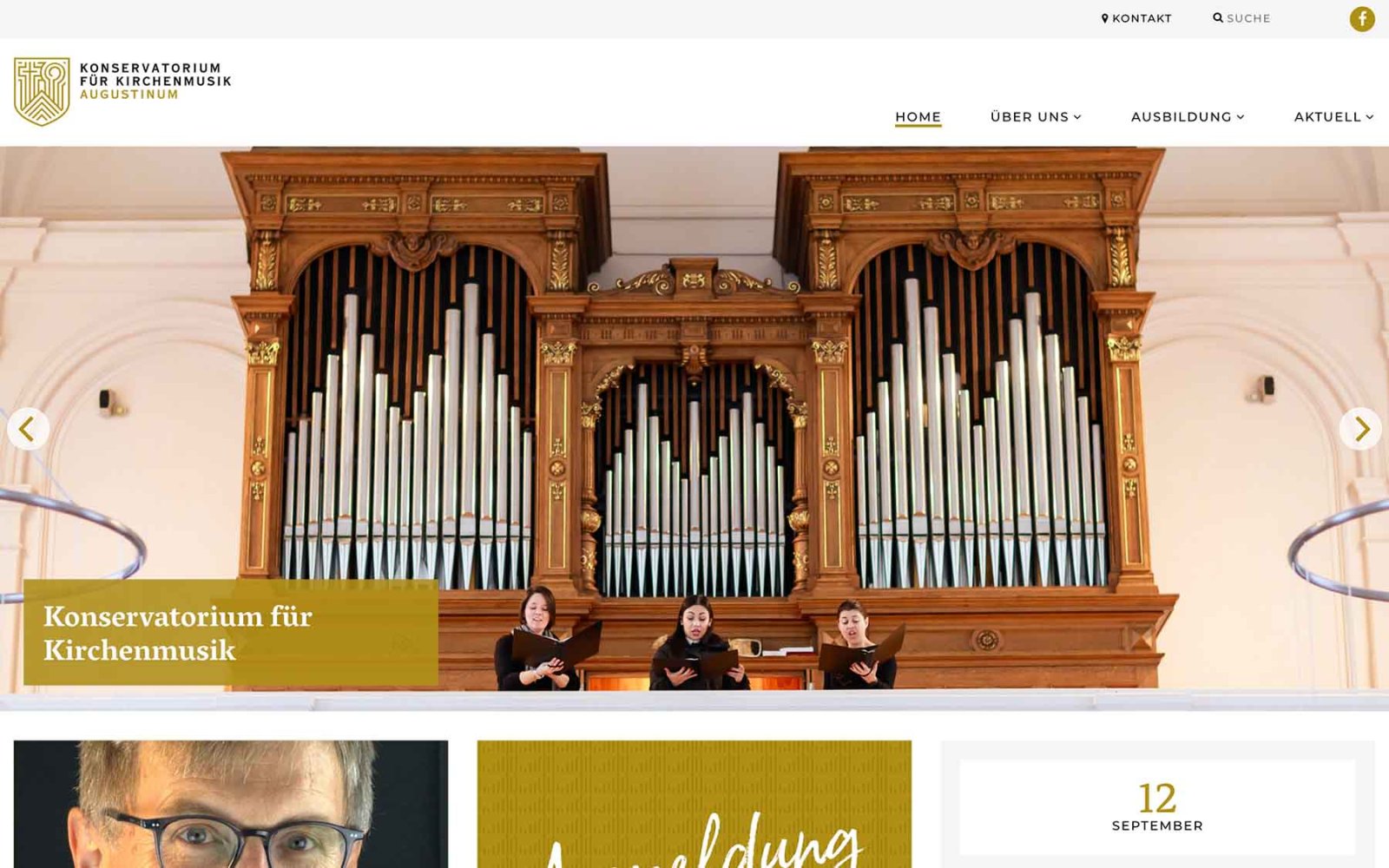 Website Augustinum Konservatorium für Kirchenmusik