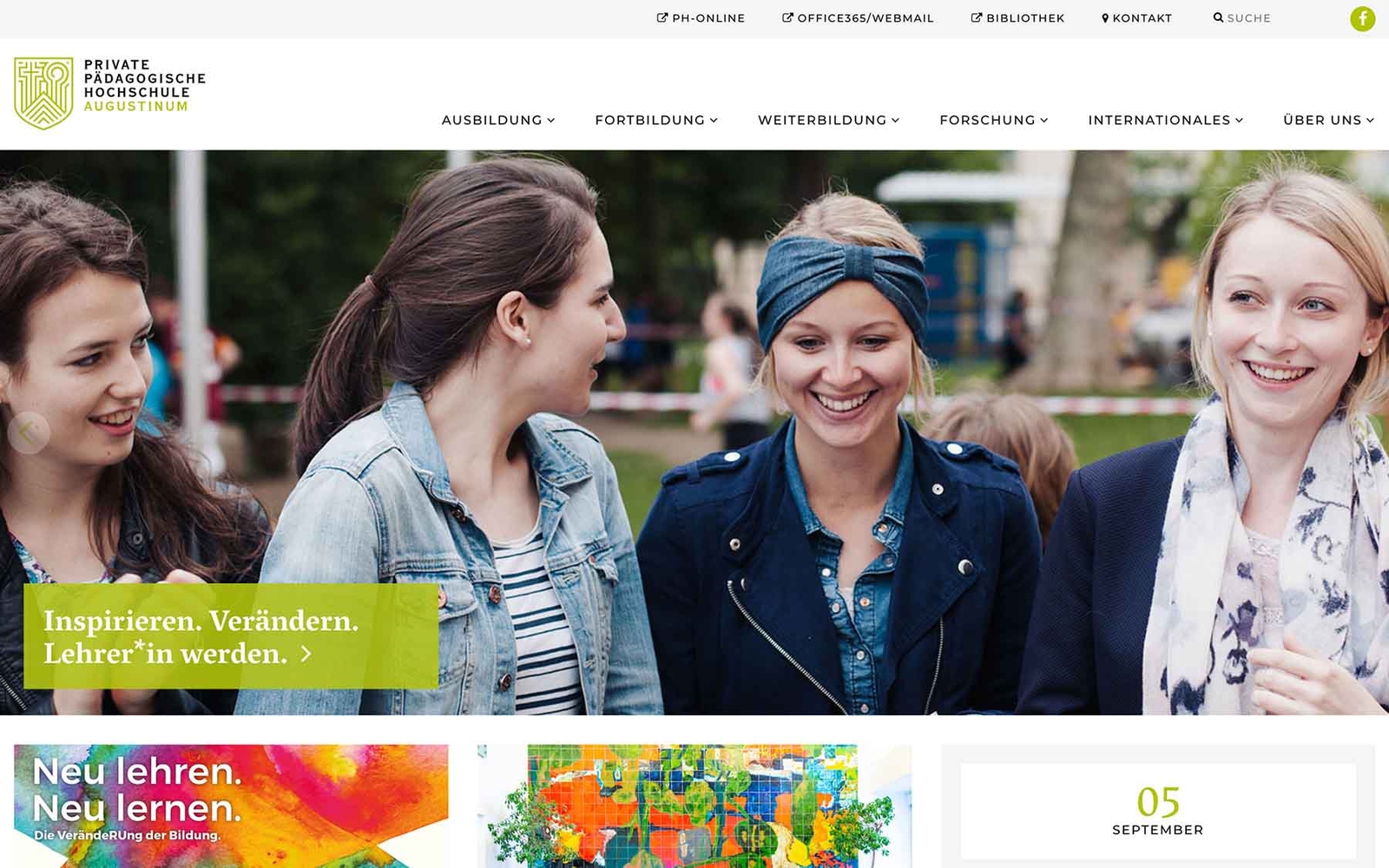 Website Augustinum Pädagogische Hochschule