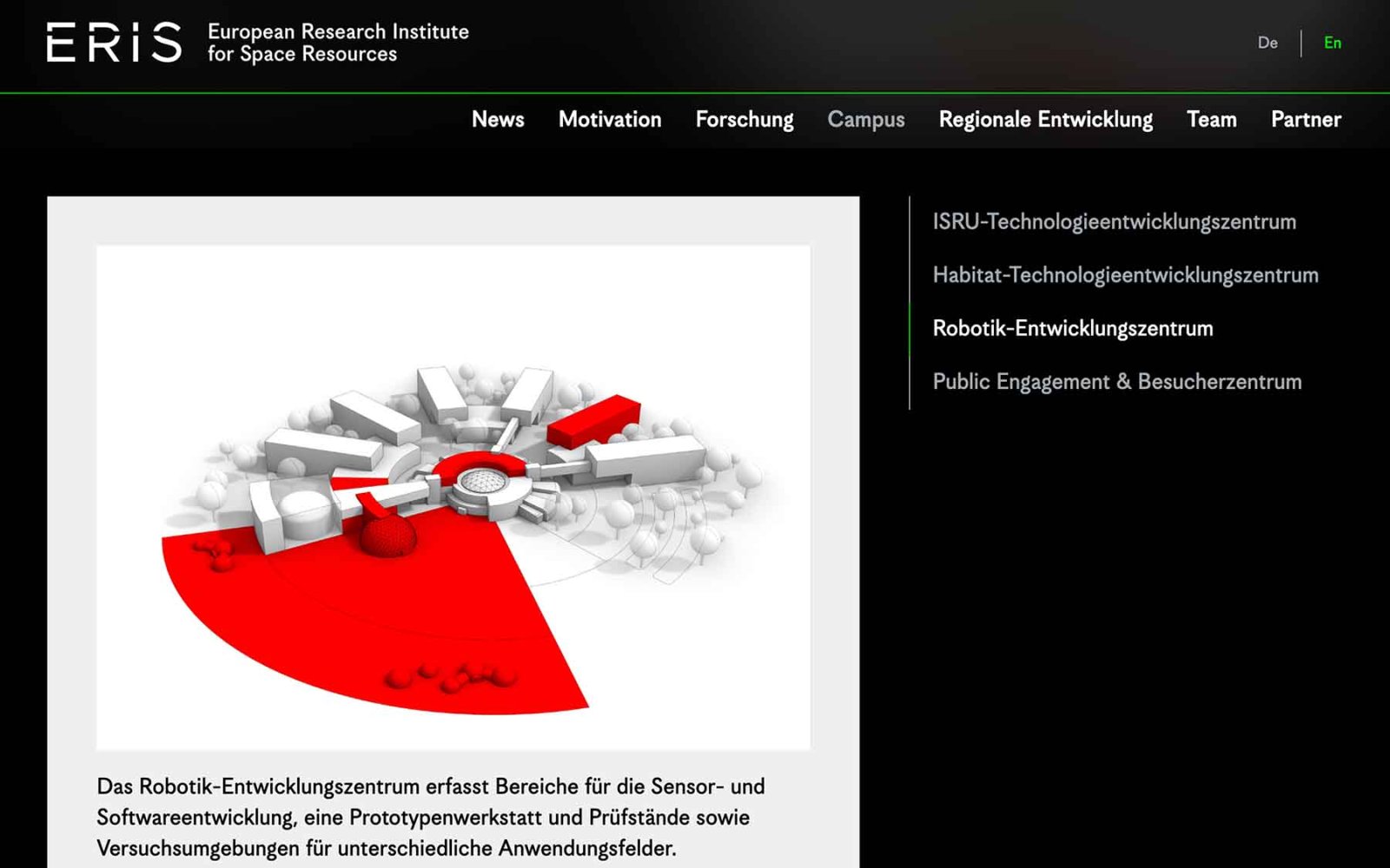 Website ERIS - European Research Institute for Space Resources – Robotik Entwicklungszentrum