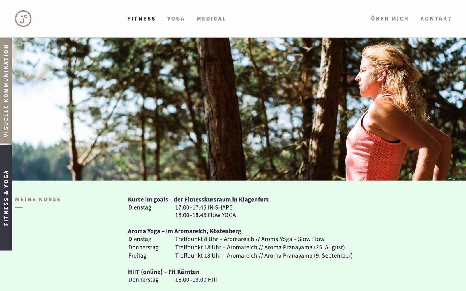 Website Johanna Dütsch Fitness und Yoga Kurse