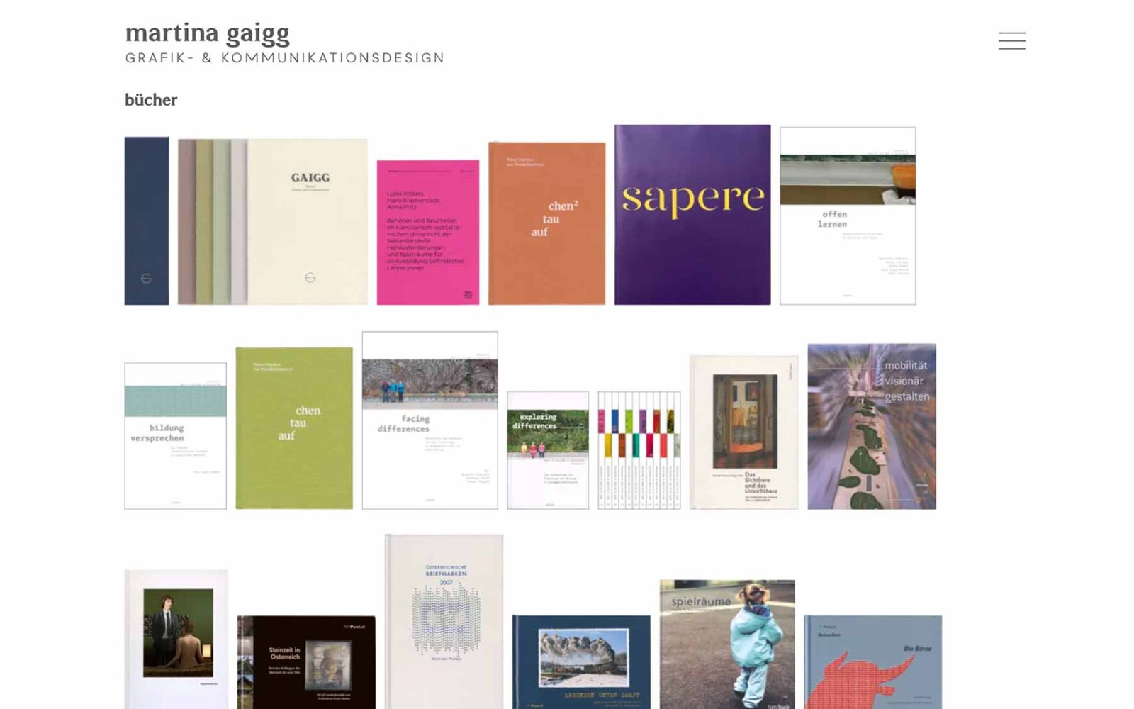 Website-Unterseite Martina Gaigg mit Projektübersicht