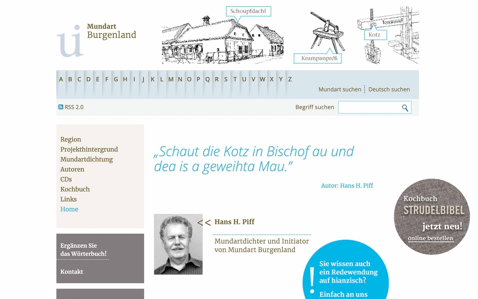 Website Mundart Burgenland Startseite
