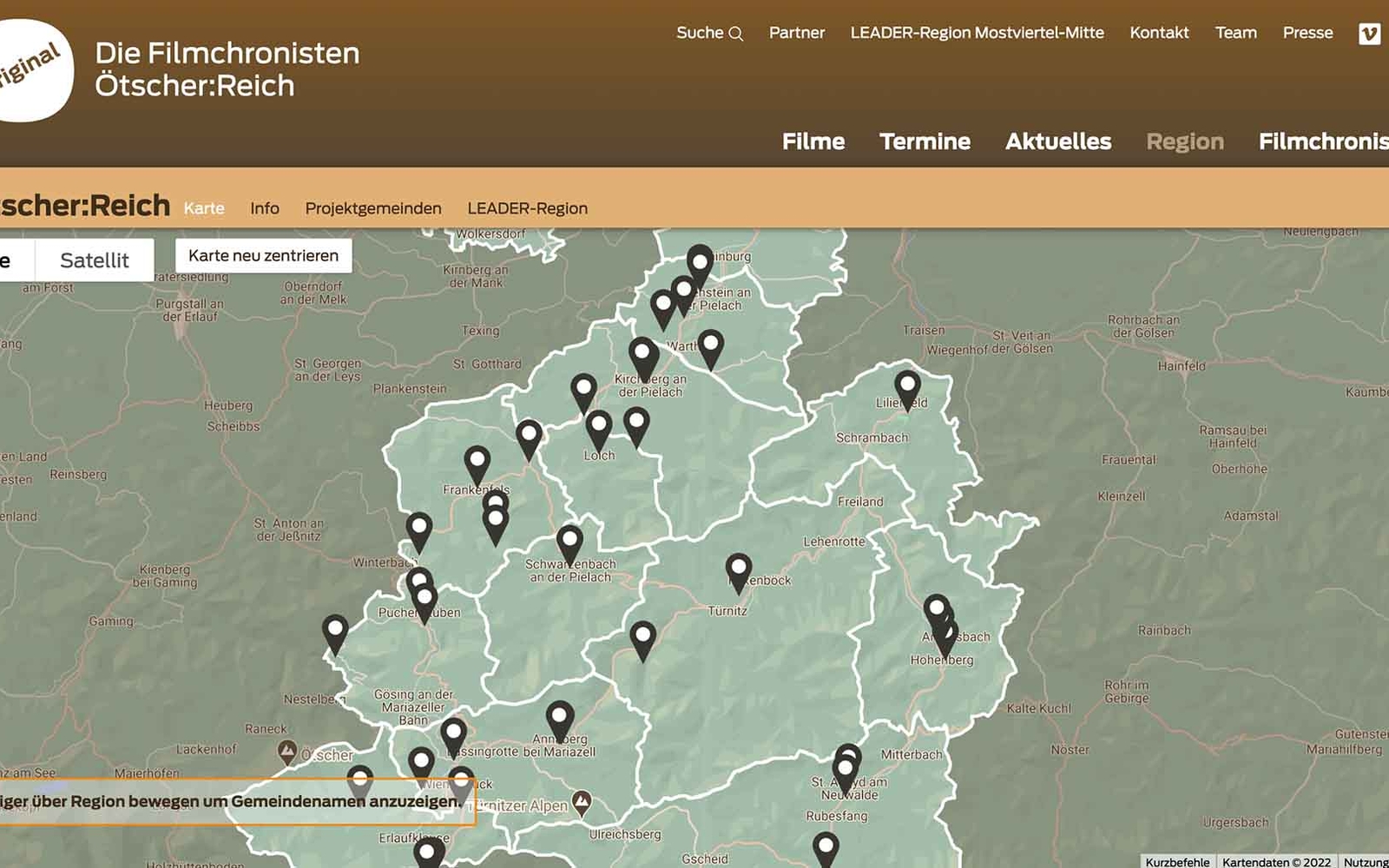 Website Original TV Region Übersichtskarte