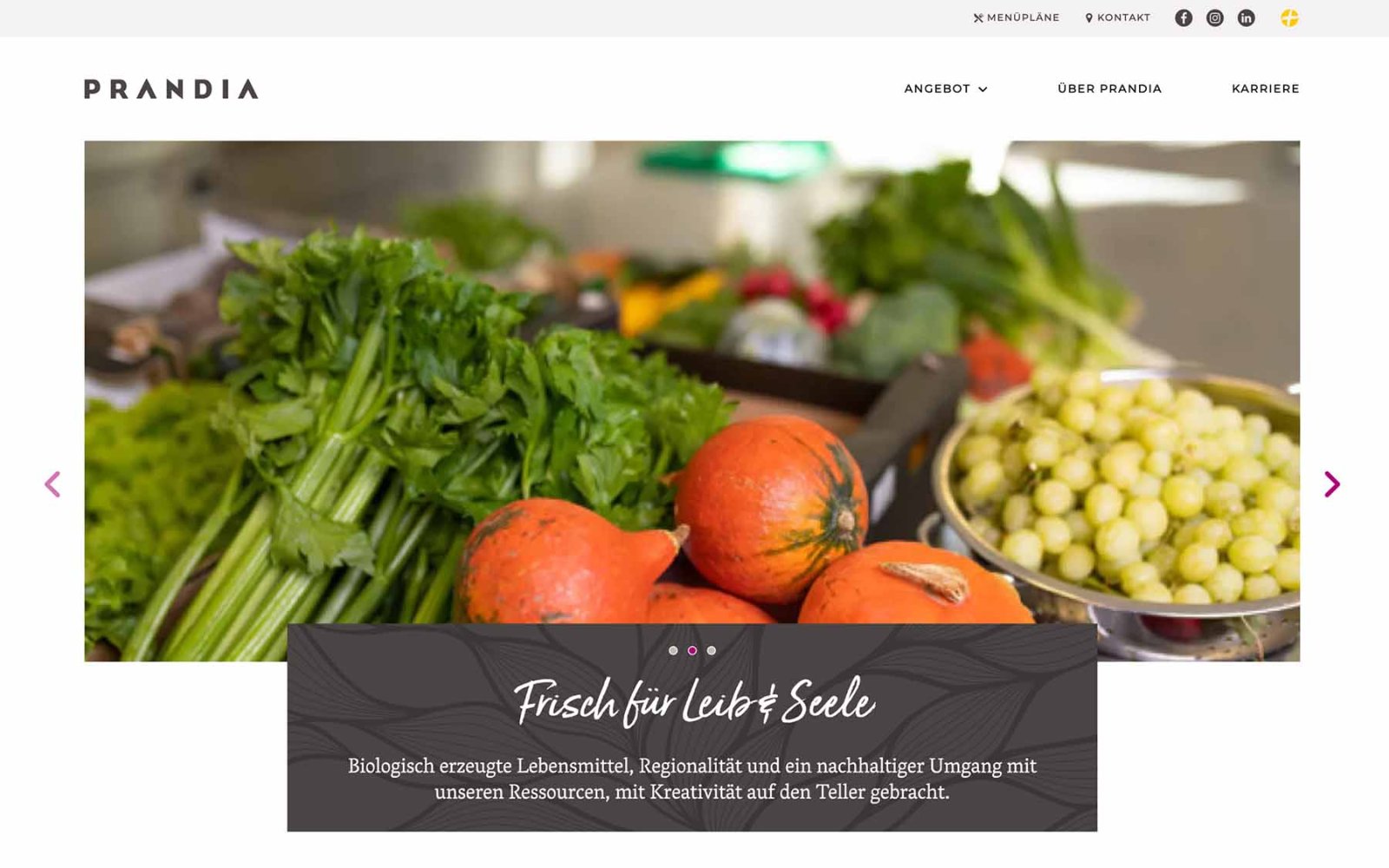 Gastronomie-Website Startseite Prandia – Mensa des Campus Augustinum
