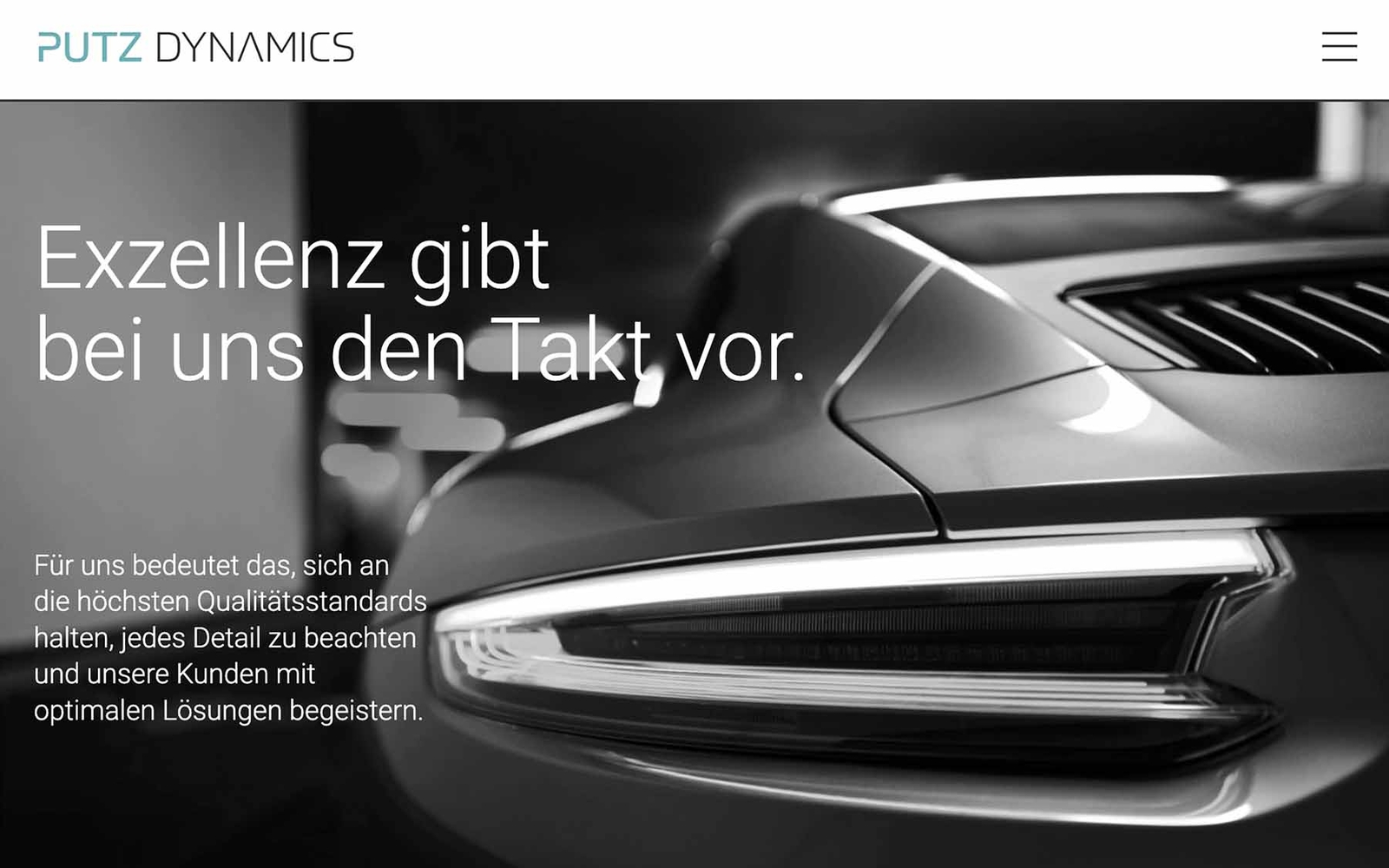 Startseite Putz Dynamics, großes Bild mit Headline