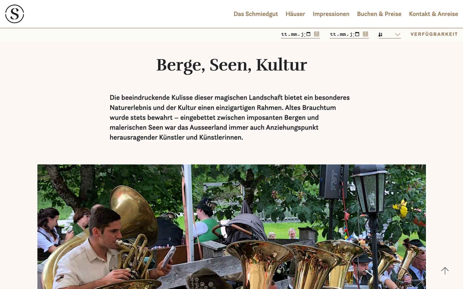 Website-Landingpage Schmiedgut Bad Aussee mit Freizeitangebot