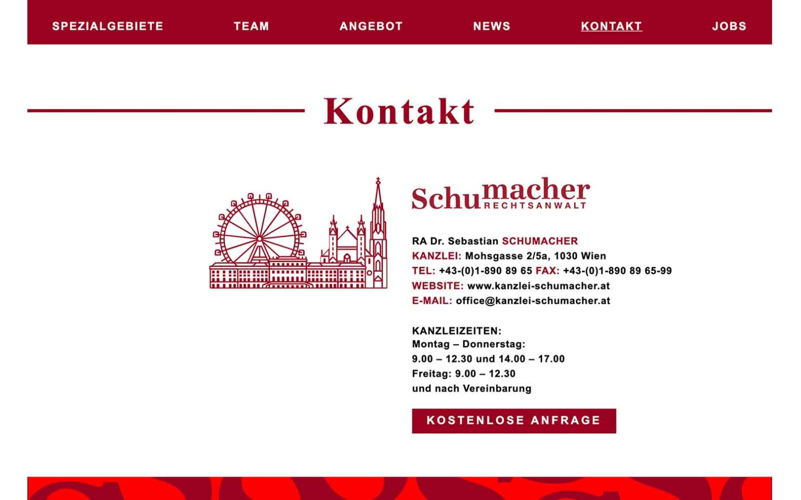 Website Kontaktseite Rechtsanwalt Kanzlei Schumacher