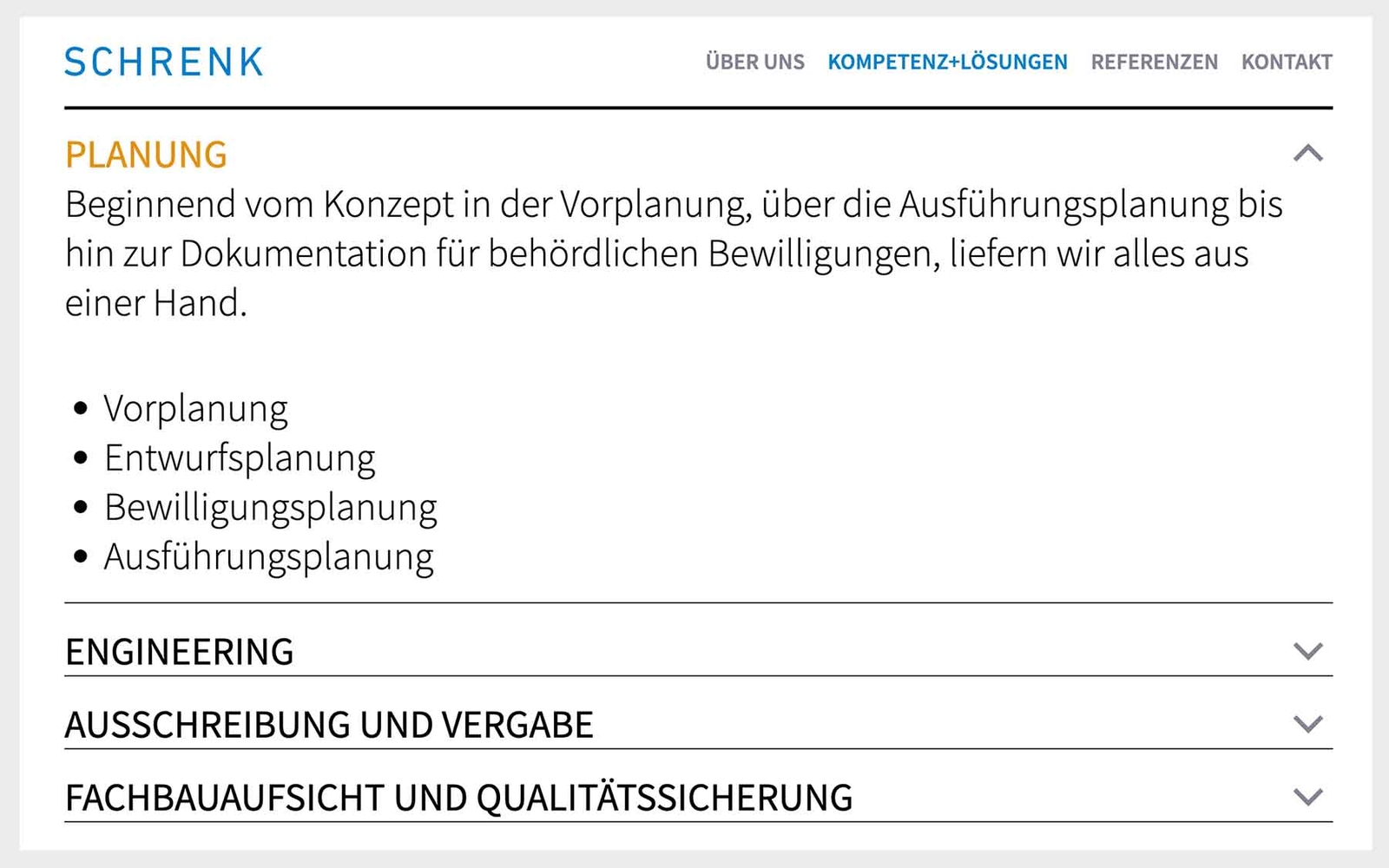Website Schrenk Elektrotechnik - smart motions Planung