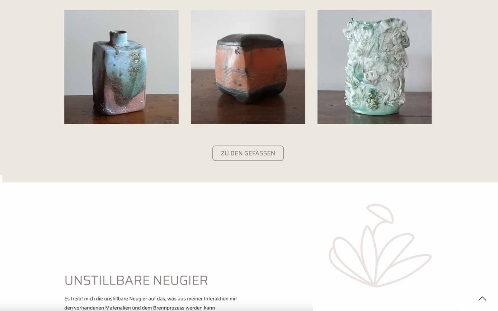 Startseite WabiSabine-Keramik, Scrolldown 3 Bilder Keramikgefäße
