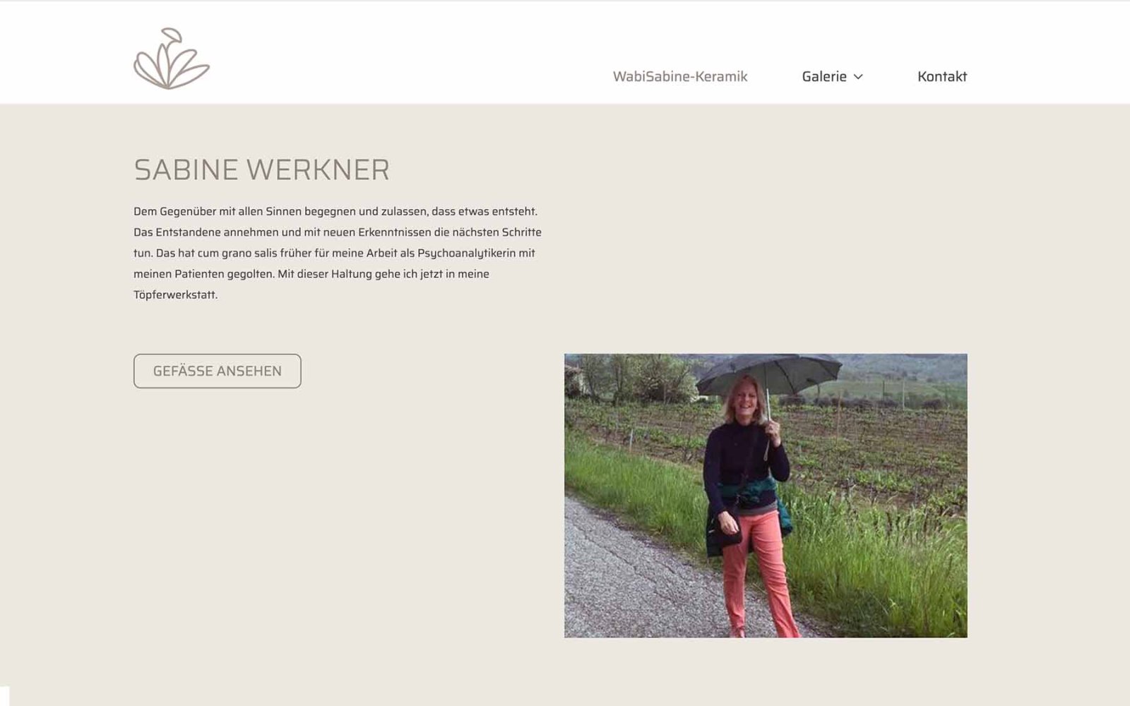 Website WabiSabine-Keramik, über Sabine Werkner