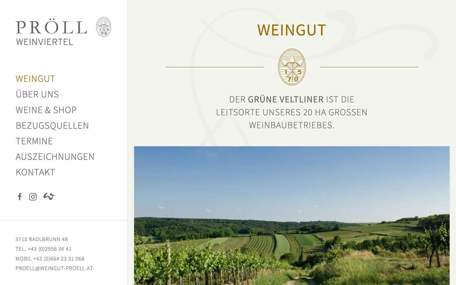 Website Weingut Pröll Region