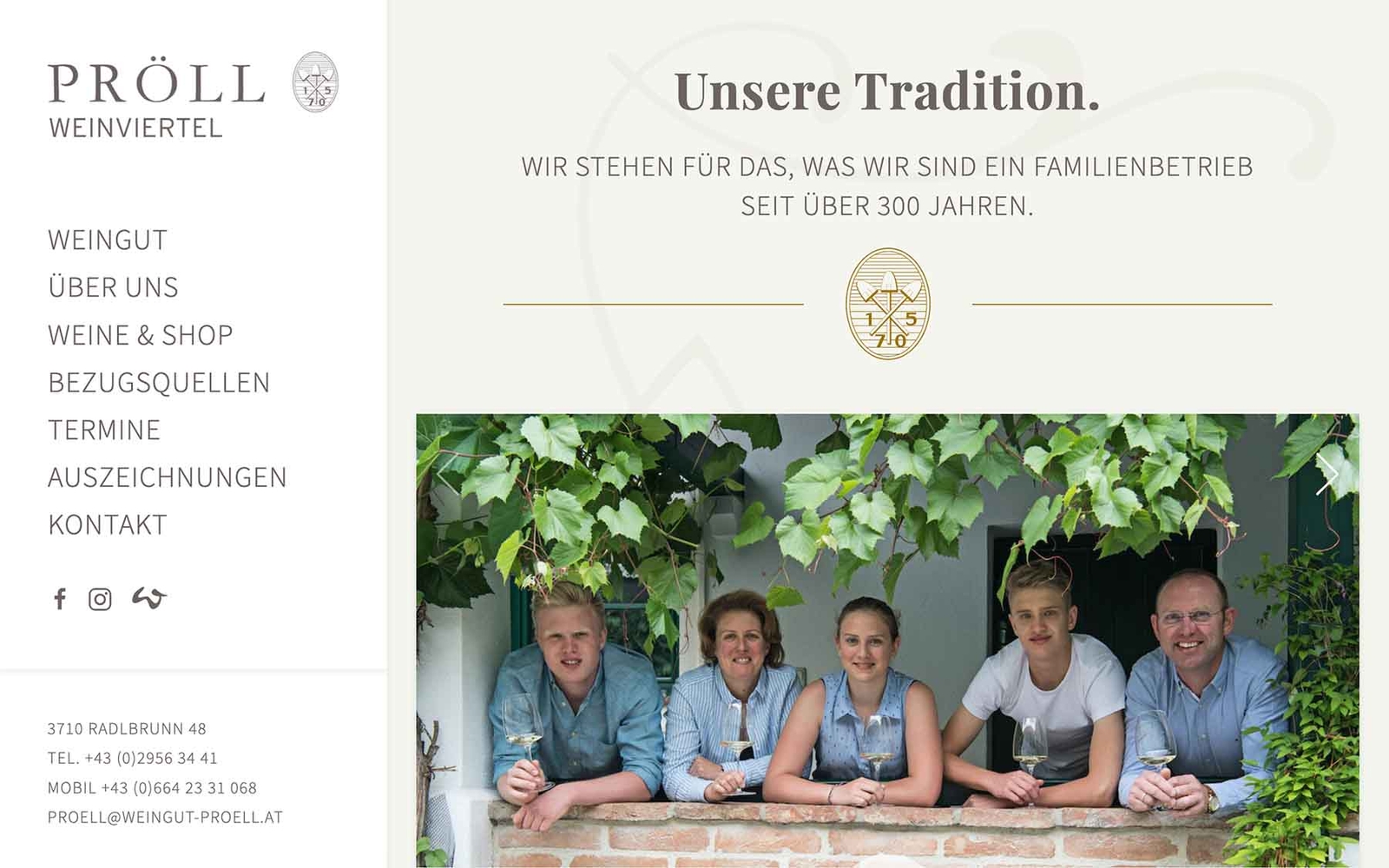 Homeseite Weingut Pröll