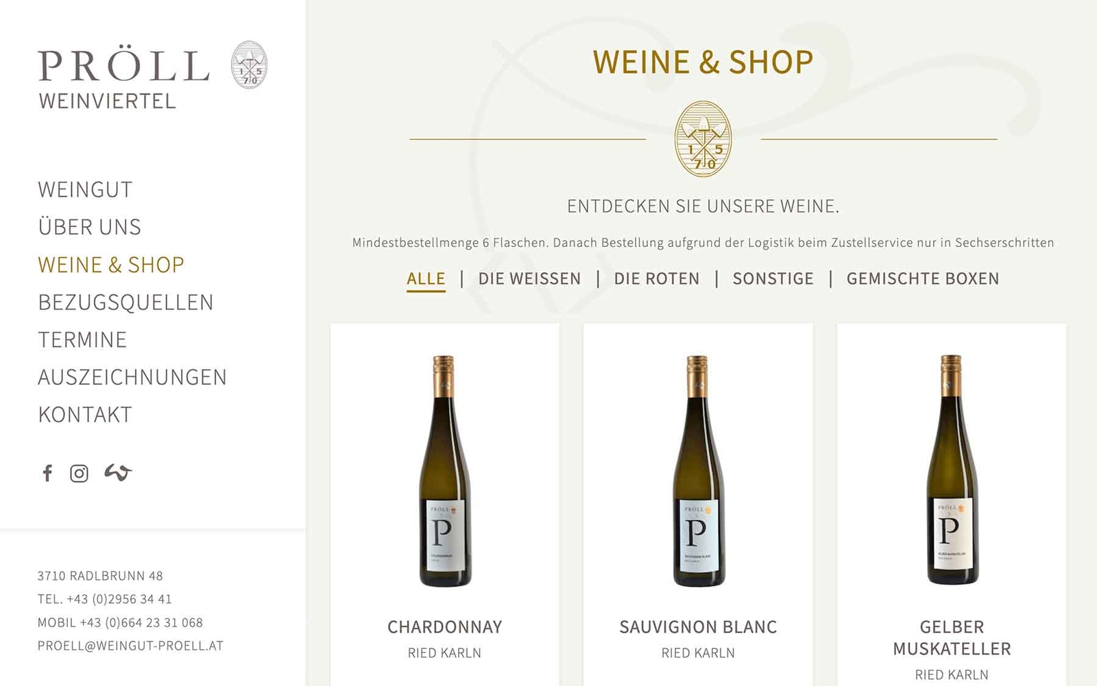 Online-Shop Weingut Pröll