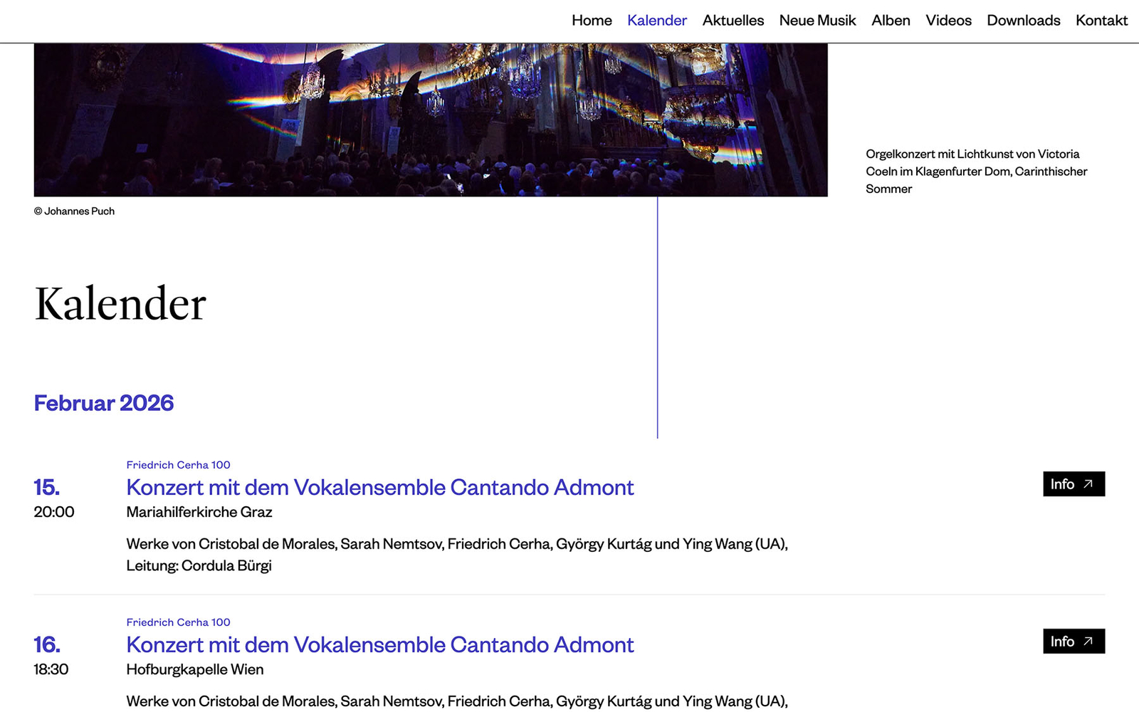 Unterseite mit Konzertterminen von Wolfgang Kogert.
