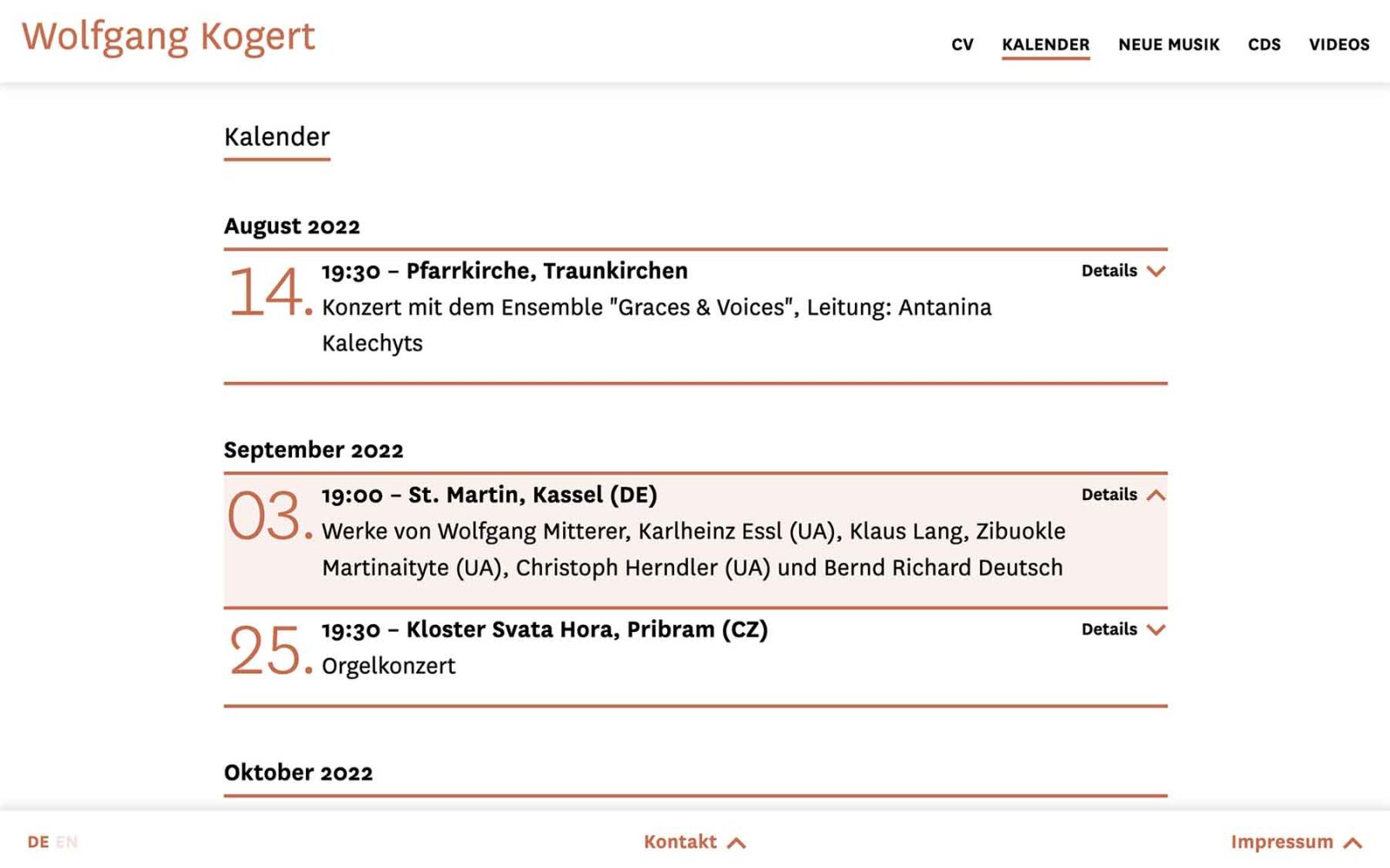 Website Wolfgang Kogert Kalender