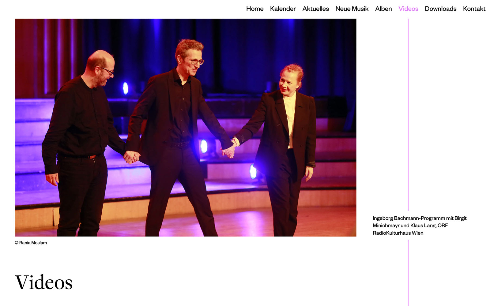 Unterseite mit Konzertvideos von Wolfgang Kogert.