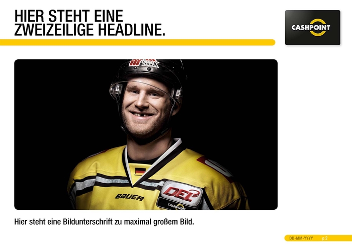 PowerPoint Vorlage Cash Point – zweizeilige Headline mit großem Bild
