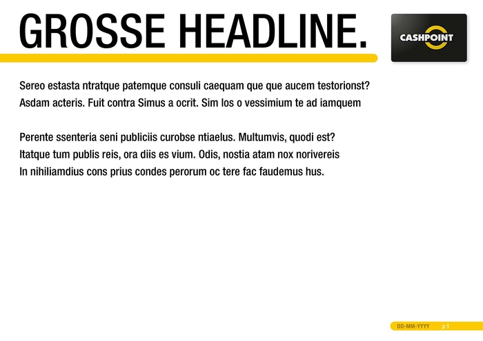 PowerPoint Vorlage Cash Point  – große Headline mit Text
