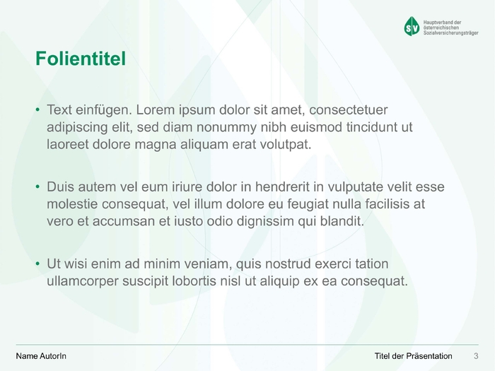 PowerPoint Vorlage Dachverband Sozialversicherungsträger – Textfolie
