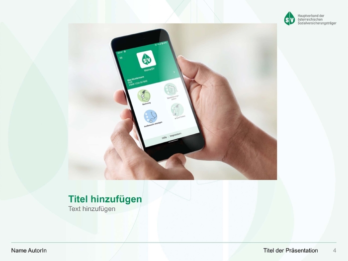 PowerPoint Vorlage Dachverband Sozialversicherungsträger – Bild-Text-Folie