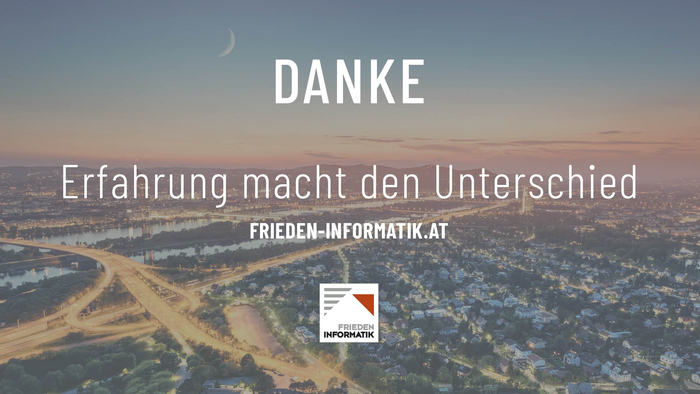 Frieden Informatik PowerPoint Produktpräsentation Abschlussfolie