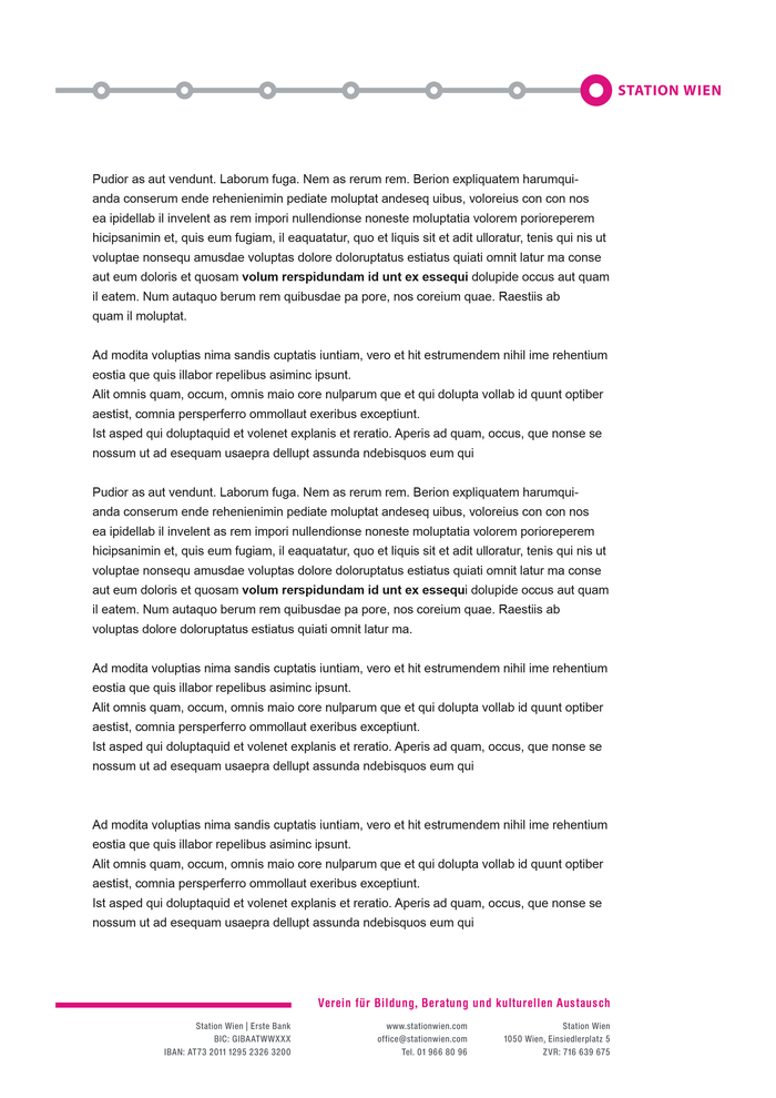 Word Briefvorlage für Station Wien – Folgeblatt