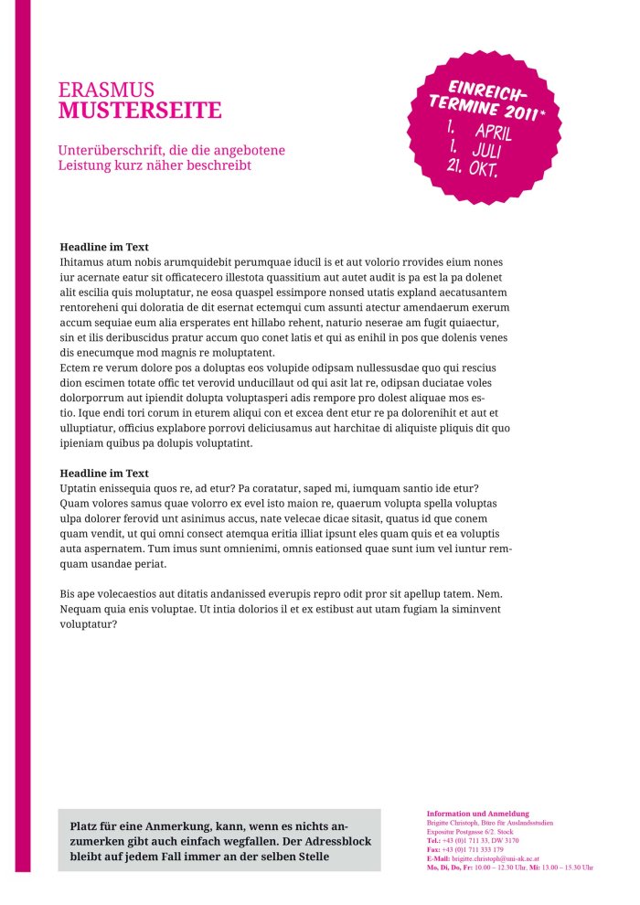 Word-Vorlagen Erasmus Programm Deckblatt