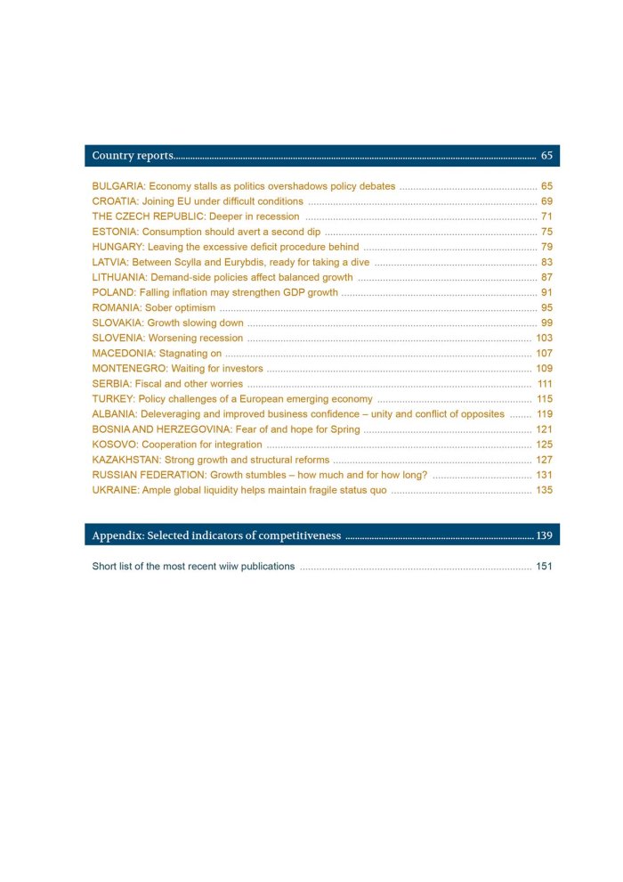 Wordvorlage für die wiiw Publikation Forcast Report – Inhaltsverzeichnis